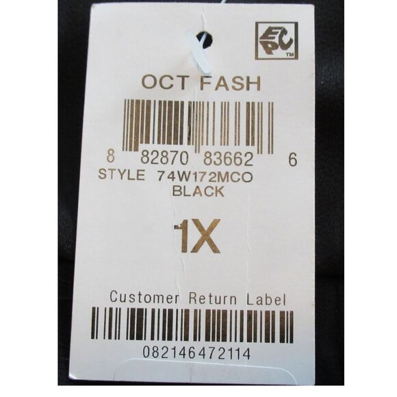 And Now This Women's Plus Size Satin Long-Sleeve Button-Front Shirt, Black, 1X - Picture 4 of 6